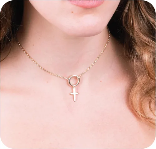 Vista 40 de Collar de cruz de oro para mujer, collares con colgante de cruz minimalista, longitud de 16 a 18 pulgadas, joyería cristiana hecha a mano, regalo