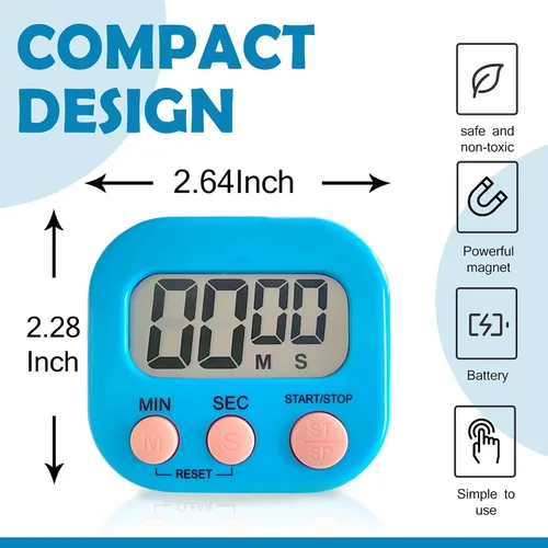 Vista 7 de ZALIK Temporizador de cocina para niños y adultos, negro, cuenta arriba/abajo, digital, alarma fuerte, relleno de calcetines, regalos de elefante