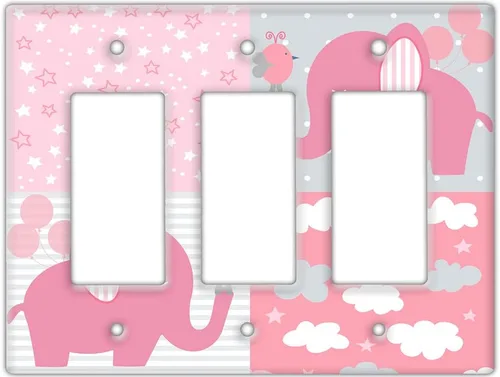 Vista 8 de Decorative Wall Switch Cover Plate - Baby Elephant in Pink Wall Decor Switch Plate - Cute Additional Nursery Room Decor for Girls and Baby Shower