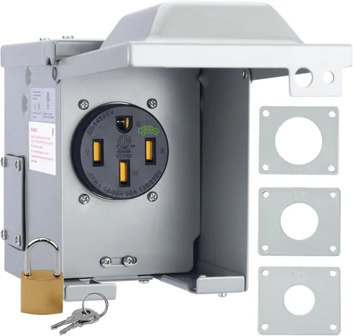 Vista 12 de RVGUARD Caja de toma de corriente de 30 amperios, 125 voltios, cerrada, resistente a la intemperie, NEMA TT-30R, panel de receptáculo eléctrico al