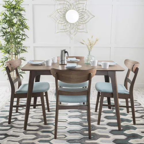 Vista 2 de Christopher Knight Home Idalia - Juego de comedor rectangular de 50 pulgadas, juego de 5 piezas, nogal natural y menta
