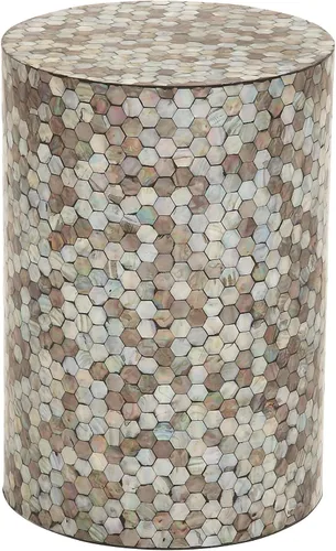Vista 7 de Deco 79 Mesa auxiliar de mosaico de mosaico hecha a mano con concha de nácar, mesa auxiliar de 14 x 14 x 20 pulgadas, azul claro