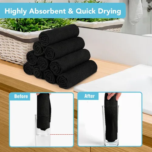 Vista 5 de Orighty Paquete de 5 toallas faciales de microfibra, altamente absorbentes y suaves al tacto, toallas de mano para baño, hotel, spa y gimnasio, 11.5