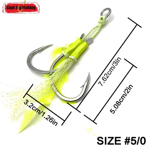 Vista 4 de Capt Jay - Ganchos de ayuda de pesca, Jigging Slow Fast Jigs Stinger Hook para bailar y pescar