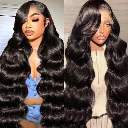 Vista 8 de Pelucas de Encaje Frontal de 24 Pulgadas de Cabello Humano para Mujeres Negras 13x4 Pelucas de Ondas Corporales Sin Pegamento de Cabello Humano