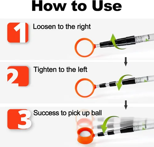 Vista 3 de Golf Ball Retriever - Telescopic Aluminum Alloy Pole and Firm Nylon Cup Grabber