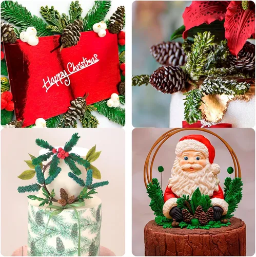Vista 5 de Moldes de silicona de hojas de acebo de Navidad, molde de fondant de hojas de invierno, moldes de piña de Navidad para hornear chocolate