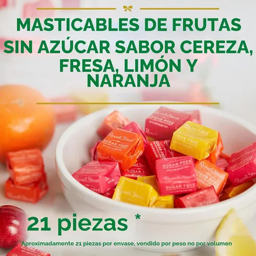Vista 4 de RUSSELL STOVER Caramelos masticables de frutas sin azúcar, dulces masticables con sabor a fruta, envueltos individualmente, bolsa resellable, 4.5