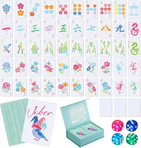 Vista 15 de Soulchen Juego de tarjetas de Mahjong americano de PVC de 168 piezas Boho