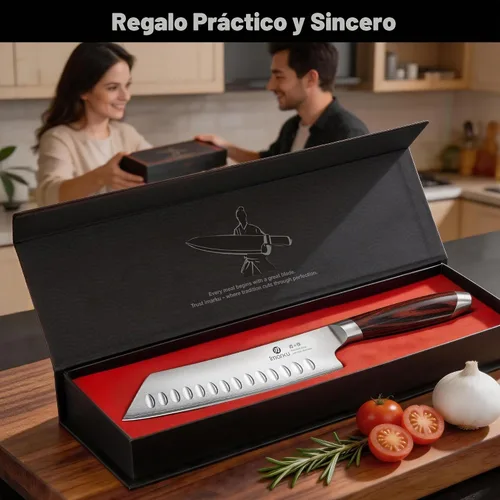 Vista 7 de imarku Cuchillo japonés Santoku de 7 pulgadas, 10Cr15CoMoV de 3 capas de Cuchillo de chef de cocina ultra afilado de alto carbono 59±2 HRC, afilado