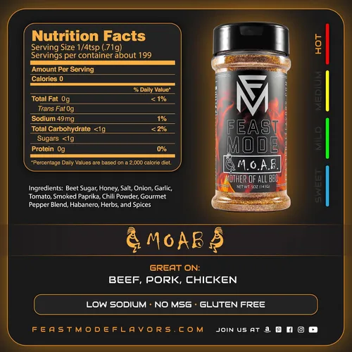 Vista 2 de Feast Mode Flavors Picante Pack 5 unidades Condimentos de 5 oz Condimento para preparación de comidas, bajo en sodio, sin MSG, sin gluten
