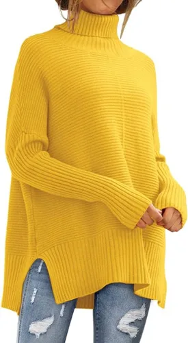 Vista 13 de LILLUSORY Suéteres de gran tamaño con cuello redondo para mujer, túnica Albaricoque