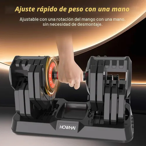 Vista 2 de Mancuerna Ajustable de 55 libras, Mancuerna de Pesas Ajustables de Mano 10 en 1 con Mango de Textura Antideslizante, Ejercicio y Fitness
