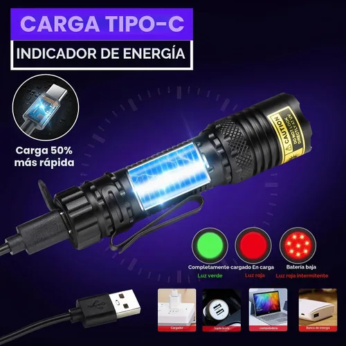 Vista 7 de Linterna UV USB-C recargable 365nm, mini linterna de luz negra UV B72-365 (azulado)