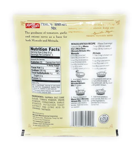 Vista 2 de Mama Sita's Menudo/Afritada Mezcla de estofado de carne, paquete de cinco (5), 1.06 oz (30g)