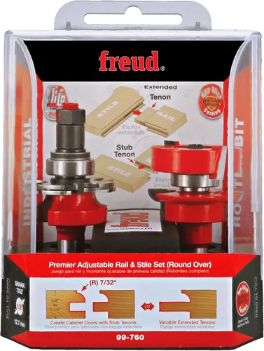 Vista 2 de Freud 99-760: Riel ajustable Premier de 1-11/16" (diámetro) y broca ajustable con vástago de 1/2" (redonda), longitud total de 3-3/4