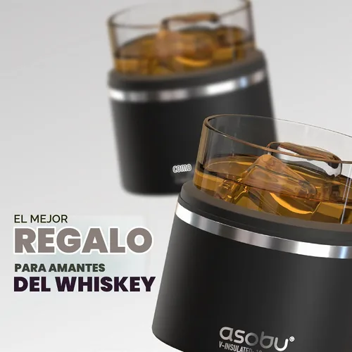 Vista 7 de asobu - Vaso de whisky con funda aislada de acero inoxidable, 10.5 onzas Negro