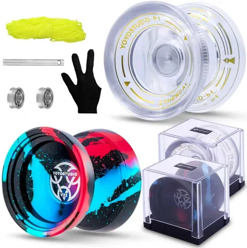 Vista 11 de YOYOSTUDIO Yoyo Profesional para Niños/Adultos, Paquete de 2 Yoyos, Yoyo Sensible V22 & P1, Yoyo de Doble Propósito para Principiante/Avanzado, 10
