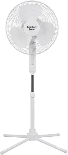 Vista 12 de Comfort Zone CZST161BTEBK Ventilador de pie oscilante de 16 pulgadas, opciones de 3 velocidades, cabezal oscilante de 90 grados, altura y Negro