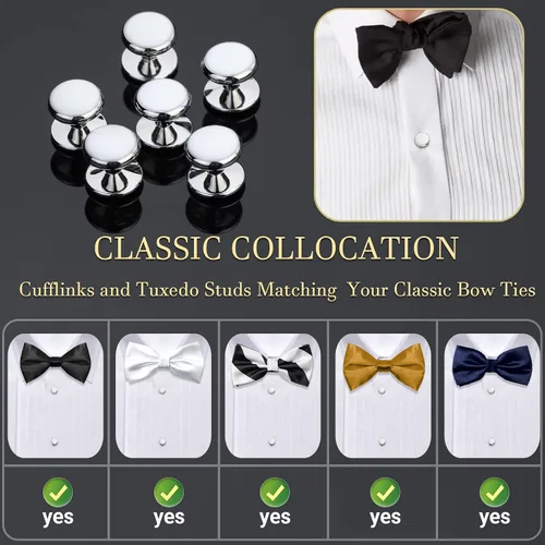 Vista 5 de HAWSON Juego de gemelos y tachuelas de esmoquin para hombre con caja de regalo joyas o accesorios para hombre adecuados para traje negro, camisas