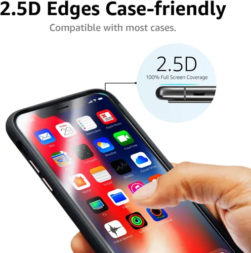Vista 6 de Amazon Basics Protector de pantalla de vidrio templado de cobertura completa para iPhone XR/11-6.1 pulgadas, (5.63 x 2.68 pulgadas), paquete de 2
