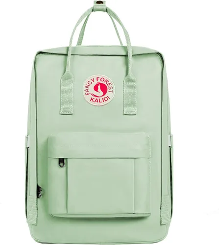 Vista 16 de KALIDI Mochila casual para laptop de 15 pulgadas, mochila clásica para campamento, viajes, exteriores, cuadrada, mochila para universidad, Verde