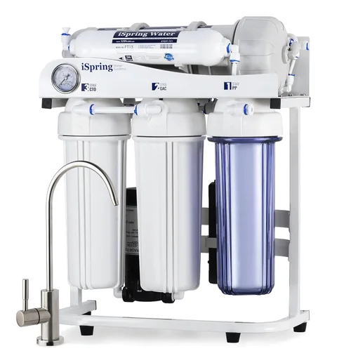 Vista 9 de iSpring RCB3P Sistema de filtración de ósmosis inversa sin tanque, sistema de RO de 300 GPD bajo fregadero, reduce TDS, relación 1.5:1 de agua pura