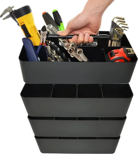 Vista 39 de Cesta grande portátil, divisores DIY, 8 compartimentos, organizador para suministros escolares, de oficina, para el hogar y negocios, cesta portátil