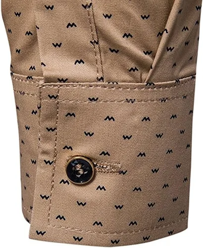 Vista 5 de MUSE FATH Camisa de vestir casual de manga larga de corte regular de algodón estampado para hombre