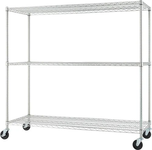 Vista 13 de Trinity Basics Estantería de alambre ajustable de 3 niveles con ruedas para organización de cocina, almacenamiento de garaje, cuarto de lavandería