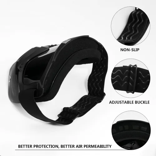 Vista 3 de Gafas de montar para casco de motocicleta con máscara facial extraíble, gafas cálidas desmontables a prueba de niebla, filtro de boca ajustable