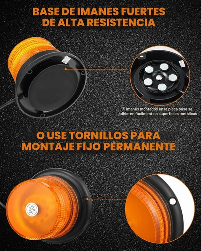 Vista 5 de Leelosp Paquete de 4 unidades de 60 luces de baliza intermitente ámbar, luz de advertencia de seguridad intermitente de 12V-24V ámbar con luz
