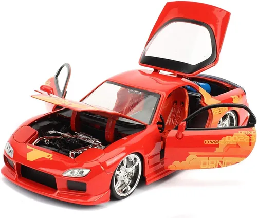 Vista 3 de Jada Toys Fast & Furious 1:24 Orange JLS Mazda RX-7 - Coche fundido a presión, juguetes para niños y adultos (30747)