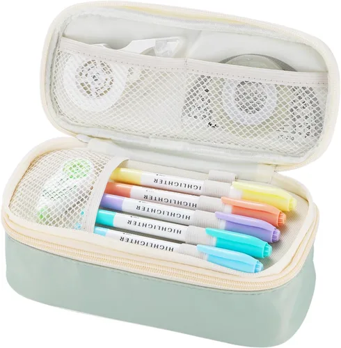 Vista 8 de Dugio Estuche grande para lápices para niños, adolescentes, niños, con cremallera, con asa, organizador para lápices, estuche estético