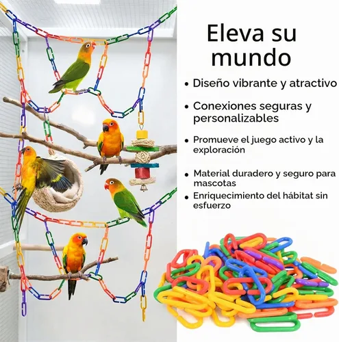 Vista 5 de Sukh 250 ganchos coloridos de clips en C, eslabones de cadena de plástico, juguete de pájaros, accesorios de bricolaje para jaula de periquitos