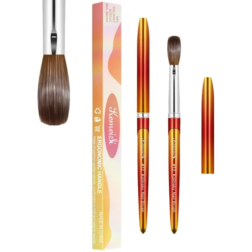 Vista 18 de Pincel para uñas acrílicas tamaño 16, pinceles de arte de uñas 100% puro Kolinsky de KEMEISI con mango resistente, forma ovalada, herramientas