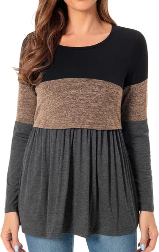 Vista 14 de Bearsland Camiseta de lactancia para mujer, cuello redondo, ropa de embarazo Ajwine Rojo