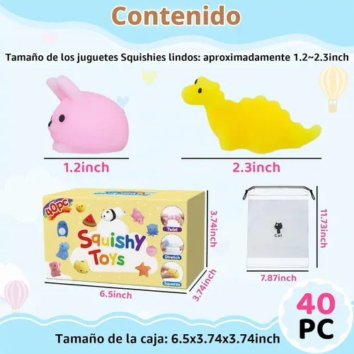 Vista 4 de Paquete de 40 juguetes Mochi Squishies, Kawaii Squishies a granel