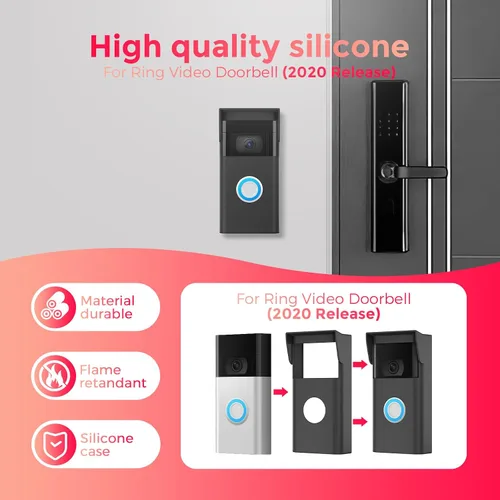Vista 2 de Funda de silicona para timbre de video Ring de 2ª generación (versión 2020) – Cubierta de timbre de anillo resistente a la intemperie con visera