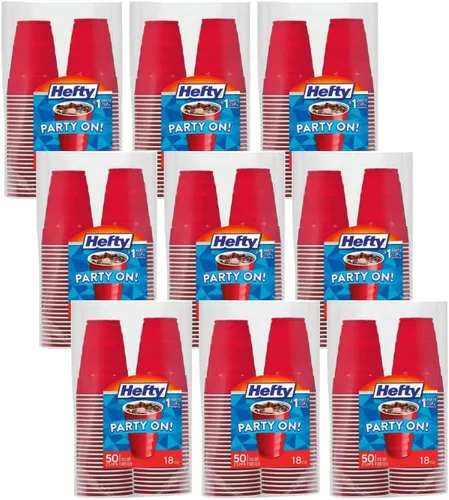Vista 7 de Hefty Vasos fríos de plástico desechables de fácil agarre, vasos de bebidas duraderas para refrescos, jugos y bebidas frías, vasos de plástico rojo
