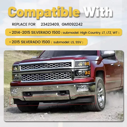 Vista 2 de ECOTRIC Panel de faldón inferior delantero compatible con 2014 2015 Silverado 1500 Deflector de parachoques con deflector de aire Reemplazo