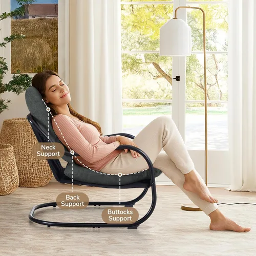 Vista 5 de Peace nest Silla decorativa moderna, sillón tapizado suave con marco de metal resistente, cómoda silla de descanso para sala de estar, dormitorio