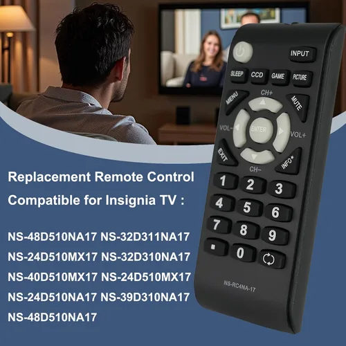 Vista 3 de Mando a distancia de repuesto compatible con Insignia TV NS-48D510NA17 NS-32D311NA17 NS-24D510MX17 NS-32D310NA17 NS-40D510MX17 NS-24D510MX17
