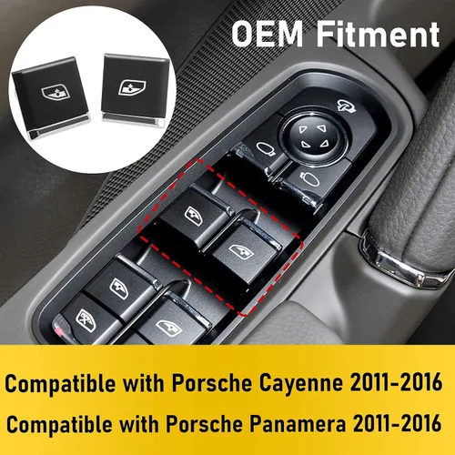 Vista 6 de Jaronx 2 botones de interruptor de ventana lateral del conductor compatibles con Porsche Cayenne 2011-2018, para Panamera 2011-2016, para Macan
