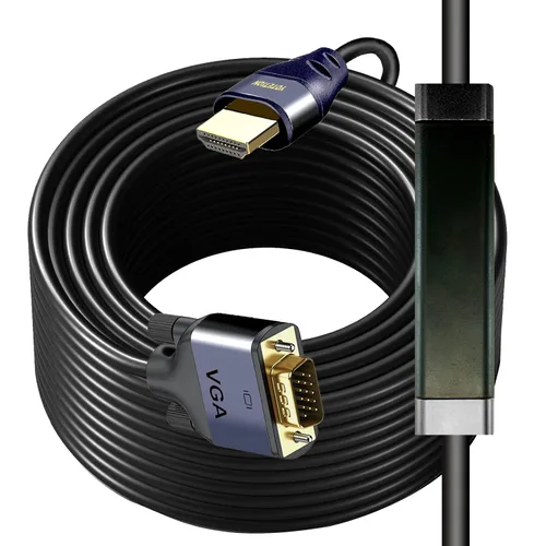 Vista 8 de Cable HDMI a VGA de 65 pies con IC, HDMI a VGA chapado en oro compatible para computadora, computadora de escritorio, laptop, PC, monitor