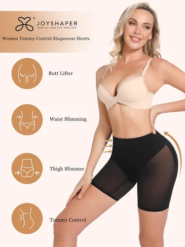 Vista 2 de JOYSHAPER Pantalones cortos moldeadores de cintura alta con control de abdomen y realzador de glúteos sexis sin costuras