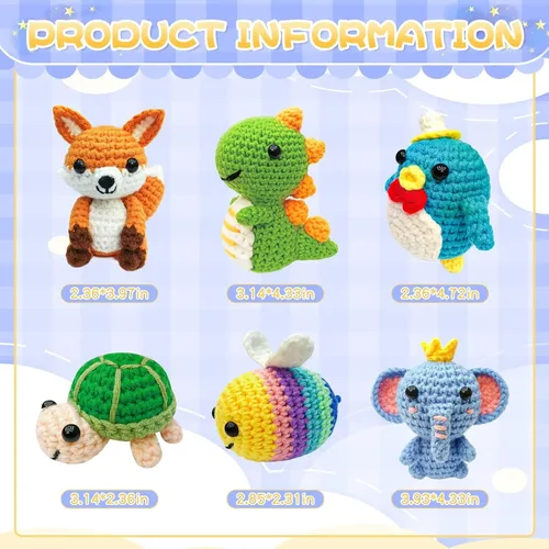 Vista 6 de OLHKYN Kit de Ganchillo de 6 Piezas para Principiantes, Manualidades DIY 2025 para Adultos y Niños, Gran Regalo para Amantes del Ganchillo, Kits