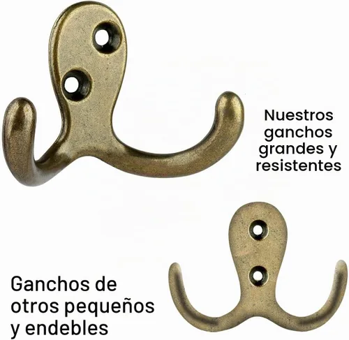 Vista 3 de IBosins 10 unidades de ganchos resistentes de doble punta para colgar en la pared con 20 tornillos, ganchos dobles retro para abrigo, bufanda 10