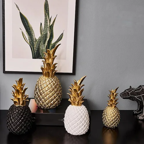 Vista 11 de Cabilock Estatua de piña de resina negra, decoración de escritorio, sala de estar, gabinete de TV, decoración de mesa, adorno de frutas Negro
