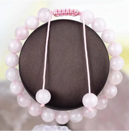 Vista 6 de Pulsera de cuentas de cuarzo rosa de 0.315 in - Amor incondicional y curación emocional, Gema, Ágata